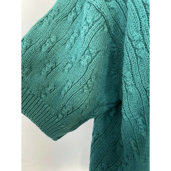 Vintage 80-90s Honors Apparel Knit Cardigan Sweater Box Cropped Green Size Med - Picture 3 of 12
